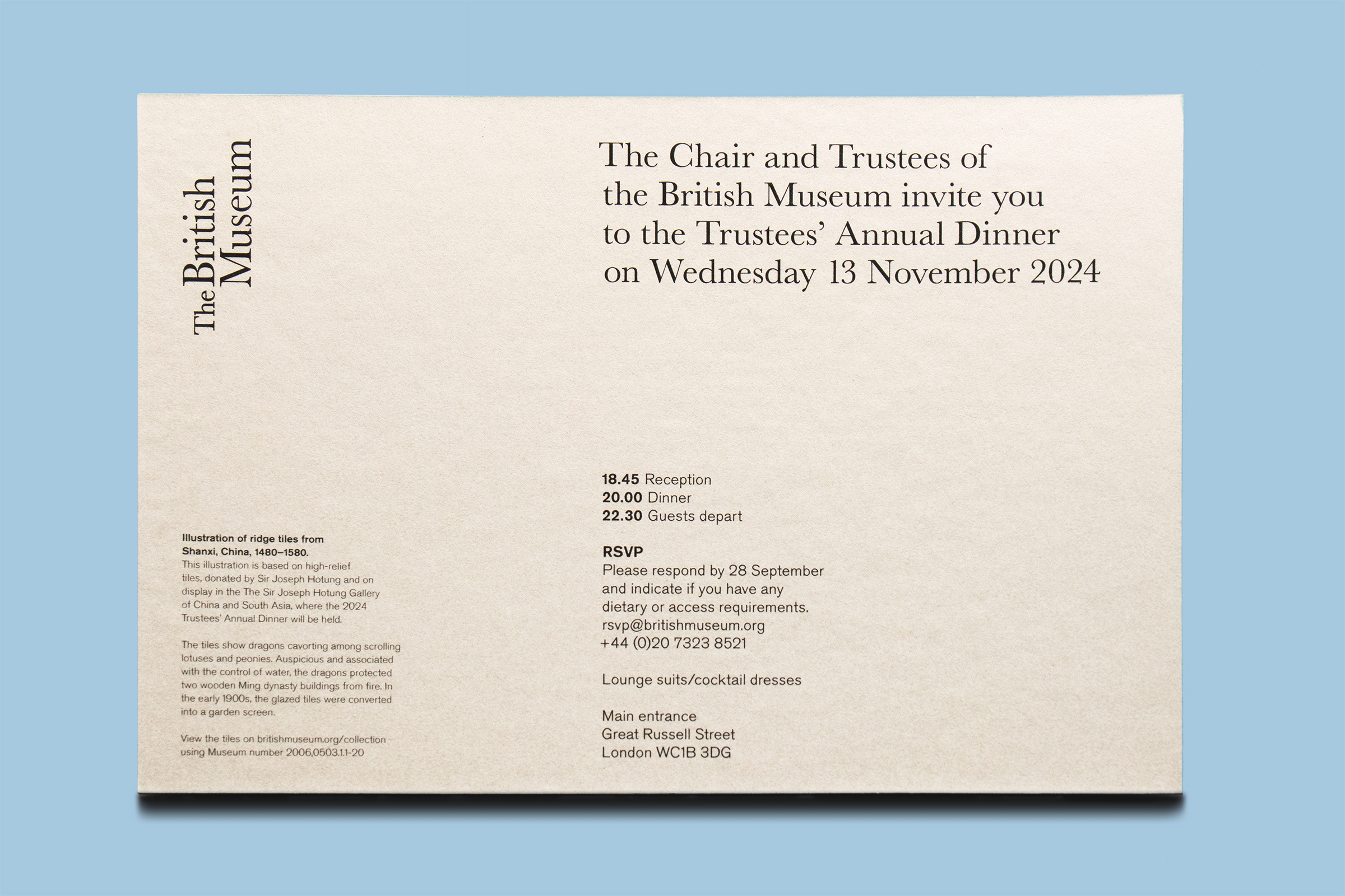 Top-down photo of the back of the invitation card