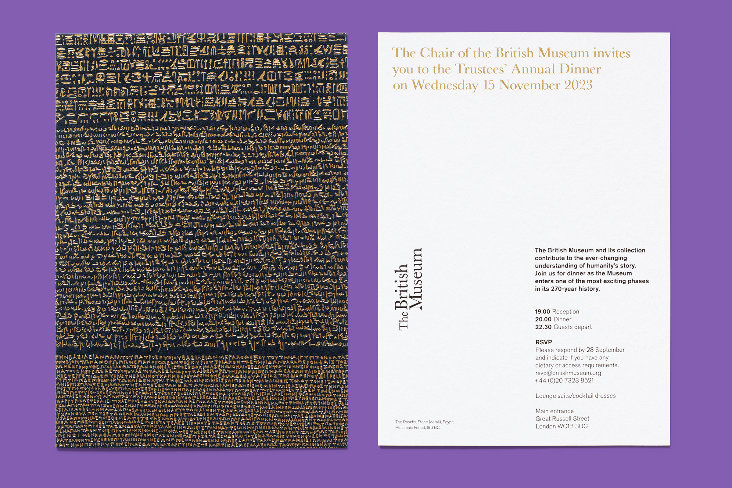 Top-down photo of the front of the invitation card