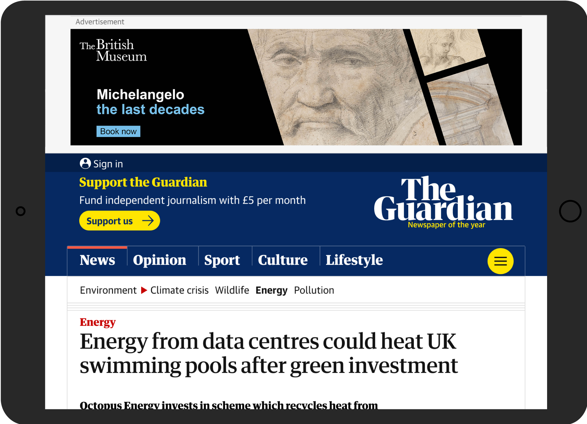 Visual showing digital ad