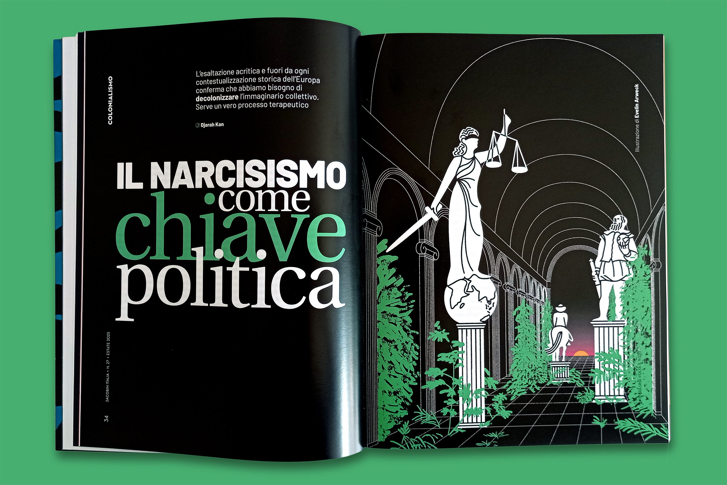 Photo of the magazine spread featuring above illustration